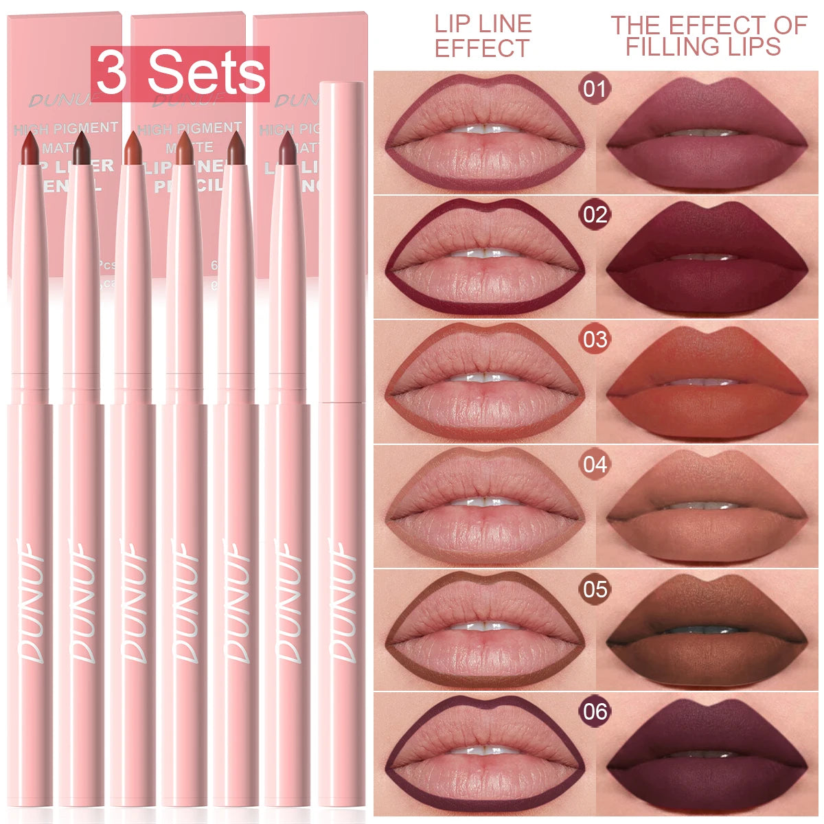 Coffret 6 crayons à lèvres – Longue tenue & waterproof