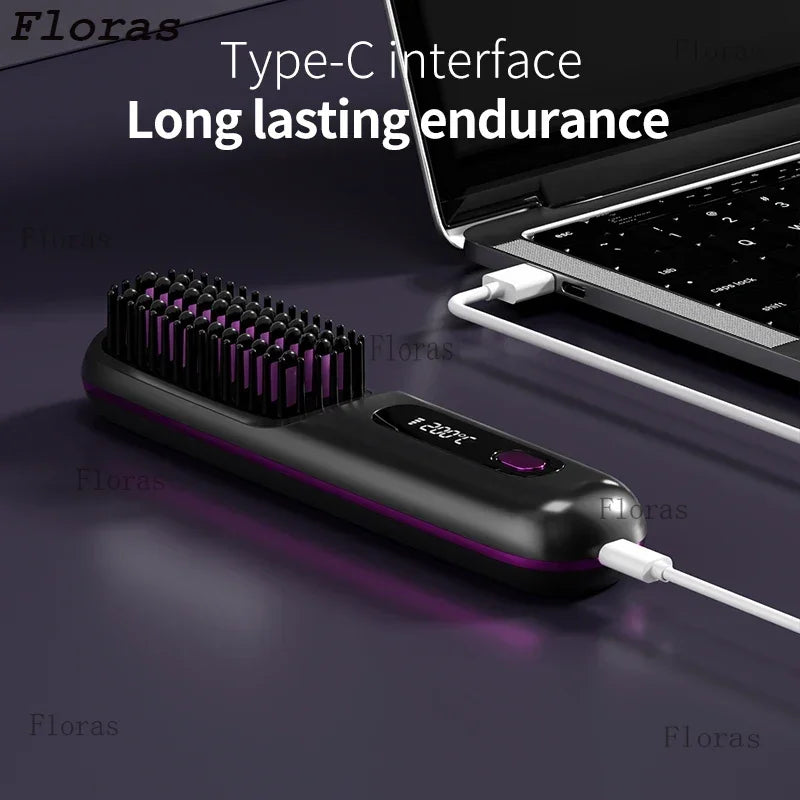 Brosse lissante sans fil – Chauffage céramique & ions négatifs
