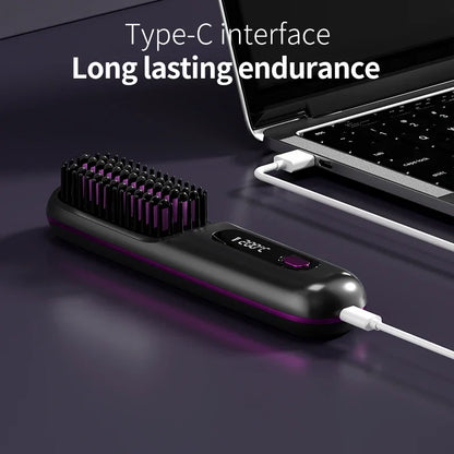Brosse lissante sans fil – Chauffage céramique & ions négatifs