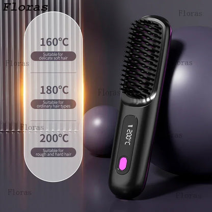 Brosse lissante sans fil – Chauffage céramique & ions négatifs