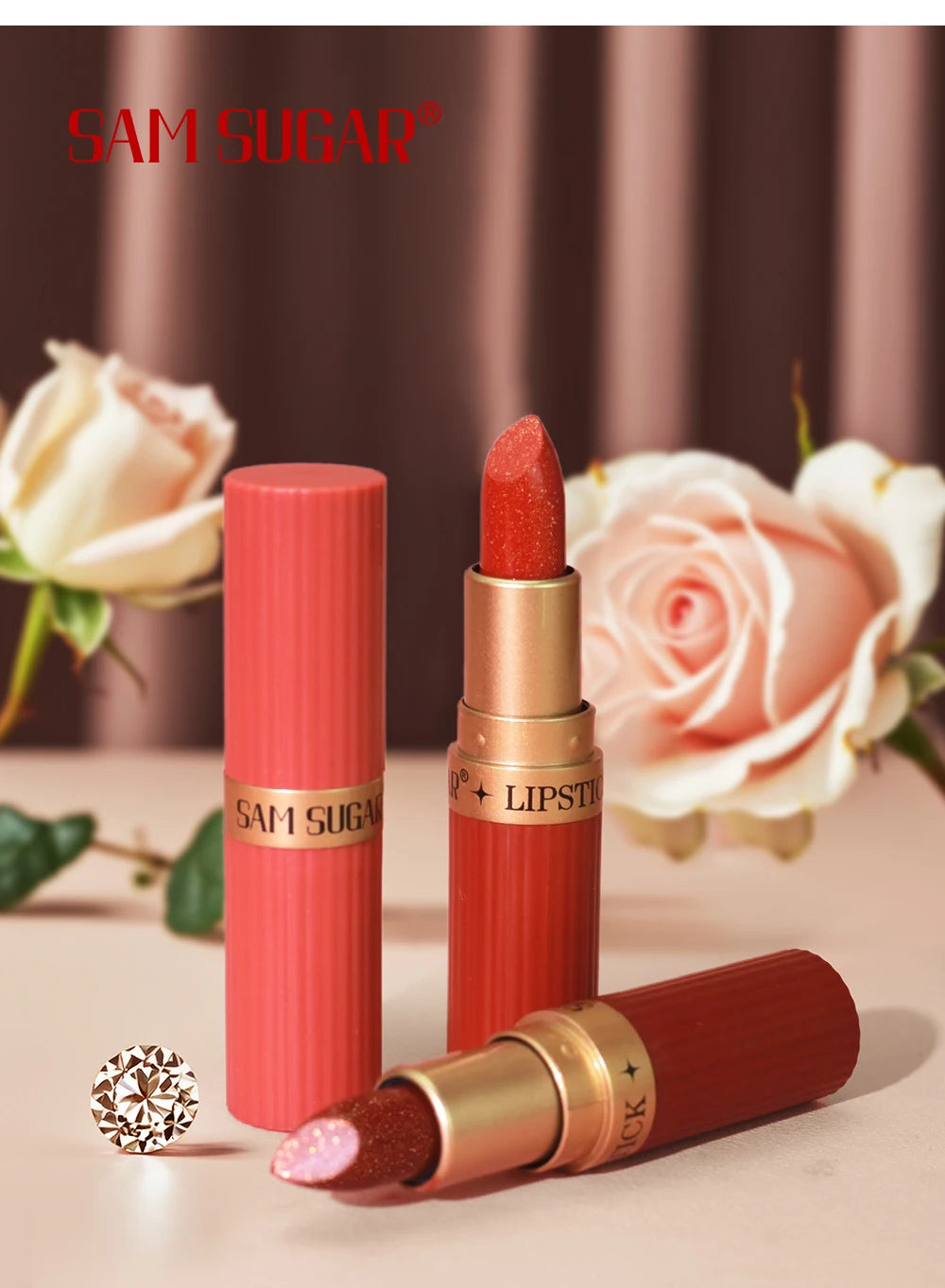 Rouge à lèvres effet diamant nacré