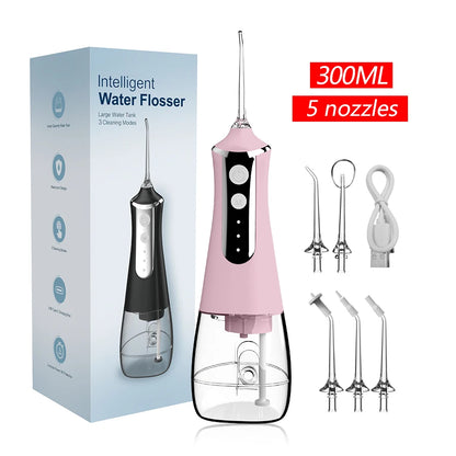 Hydropulseur Dentaire Rechargeable – 5 Jets, 3 Modes, Réservoir 300 ml, USB
