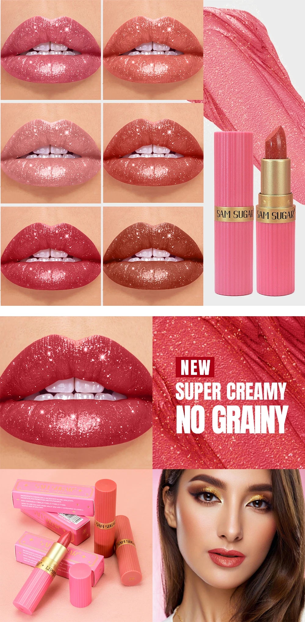 Rouge à lèvres effet diamant nacré