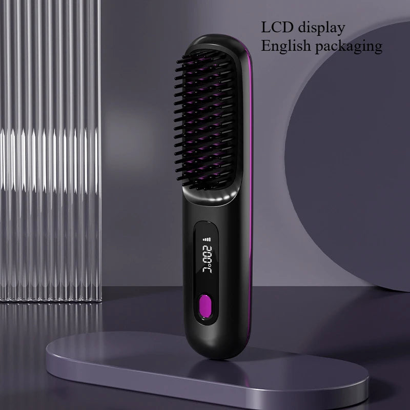 Brosse lissante sans fil – Chauffage céramique & ions négatifs