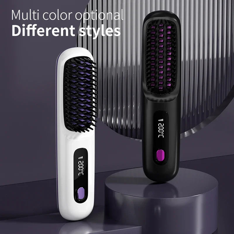 Brosse lissante sans fil – Chauffage céramique & ions négatifs