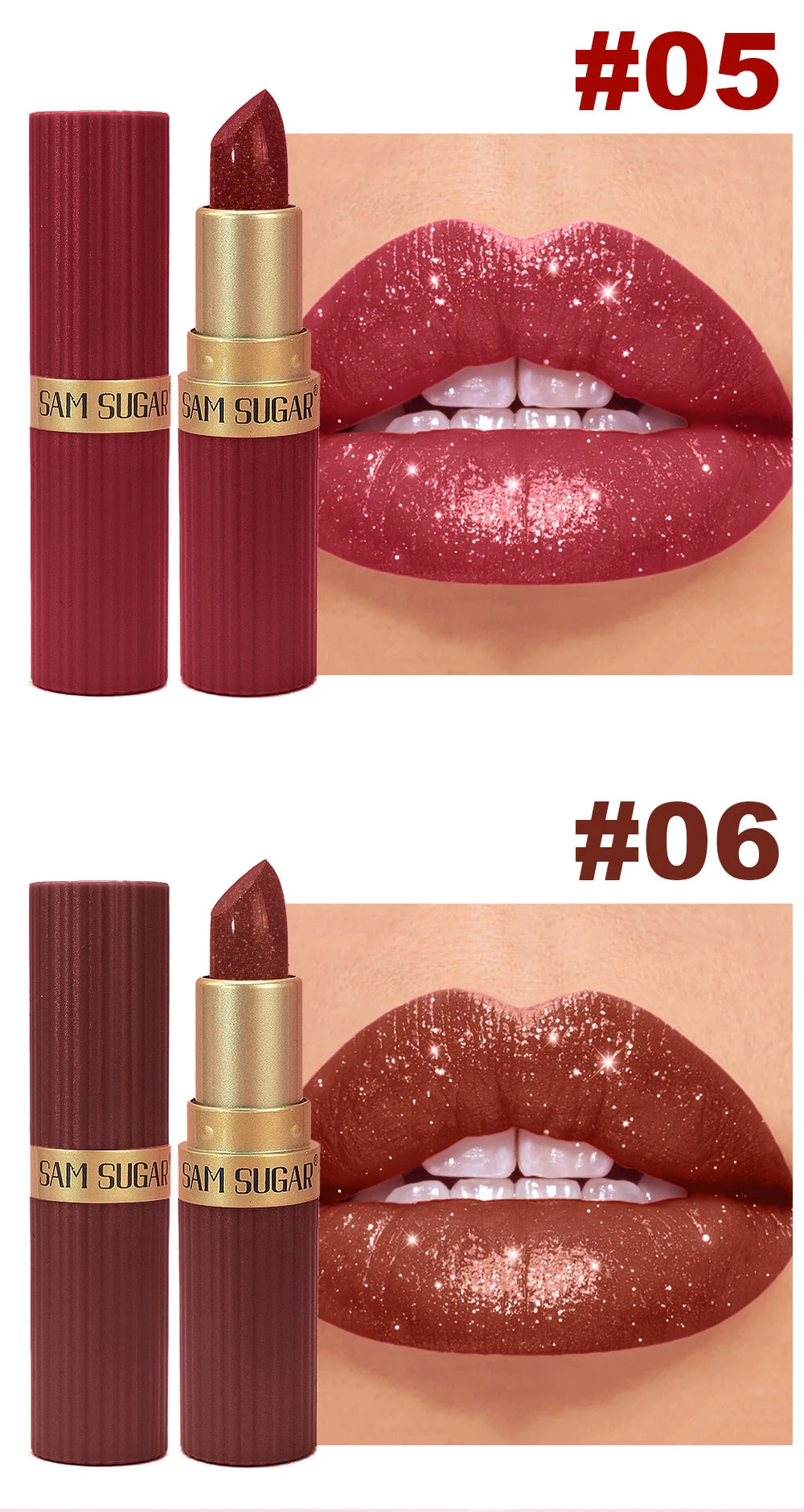 Rouge à lèvres effet diamant nacré