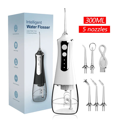 Hydropulseur Dentaire Rechargeable – 5 Jets, 3 Modes, Réservoir 300 ml, USB