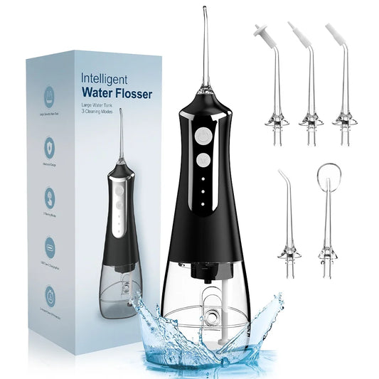 Hydropulseur Dentaire Rechargeable – 5 Jets, 3 Modes, Réservoir 300 ml, USB