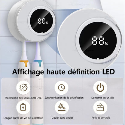 Porte-brosse à dents mural UV – Stérilisateur rechargeable avec écran LED