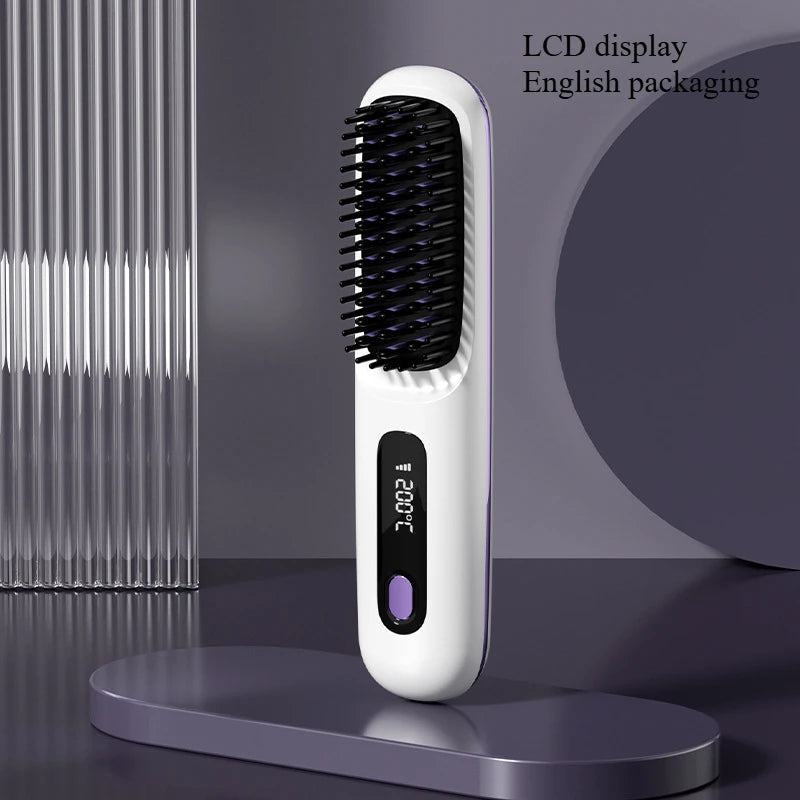Brosse lissante sans fil – Chauffage céramique & ions négatifs