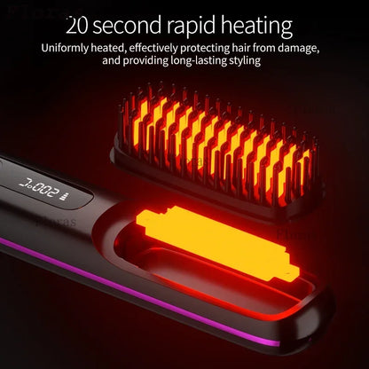 Brosse lissante sans fil – Chauffage céramique & ions négatifs