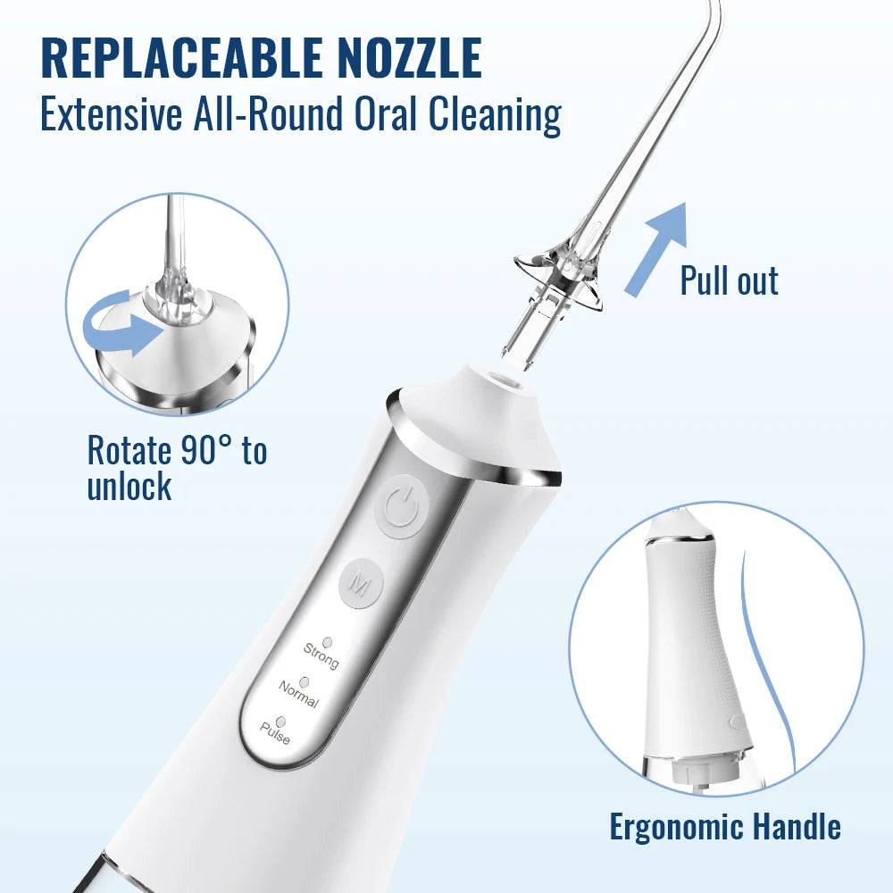 Hydropulseur Dentaire Rechargeable – 5 Jets, 3 Modes, Réservoir 300 ml, USB