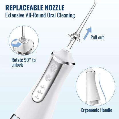Hydropulseur Dentaire Rechargeable – 5 Jets, 3 Modes, Réservoir 300 ml, USB