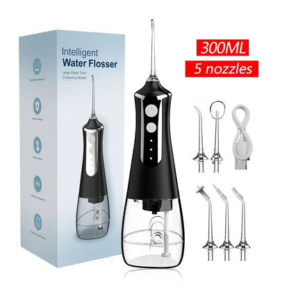 Hydropulseur Dentaire Rechargeable – 5 Jets, 3 Modes, Réservoir 300 ml, USB