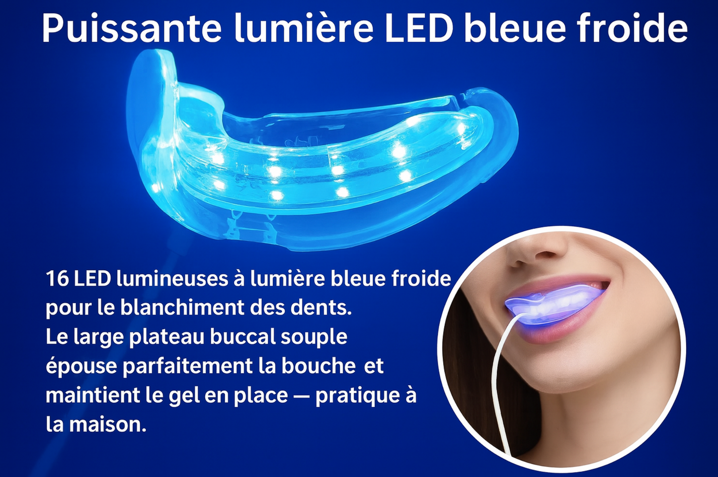 Lampe LED Blanchiment Dentaire 3-en-1 — USB Rechargeable